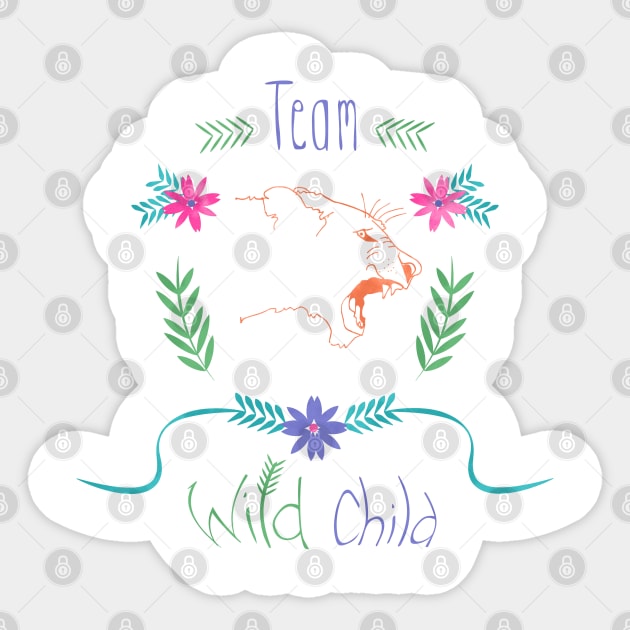 Wild Child Lioness Shield Floral Crest Sticker by so_celia